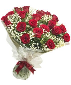floricultura online e entrega de flores - Buquê de 20 rosas vermelhas com gipsofila