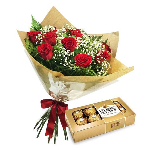 floricultura online e entrega de flores - buquê 12 rosas e ferrero